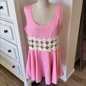 NWT Dolls Kill Sugar Thrillz XL cut out waist Daisy appliqué dress